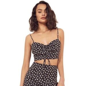 Reformation Ali Black Brandy Crop Top Floral Size 0